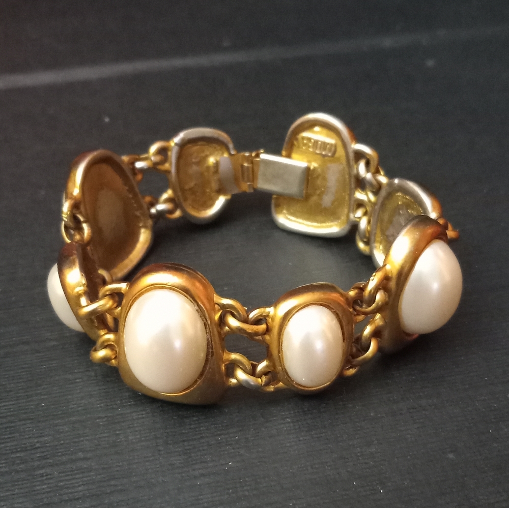 MOGA Gold Tone Faux Pearl Bracelet